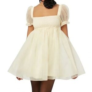 WEWOREWHAT puff sleeve organza mini dress size small